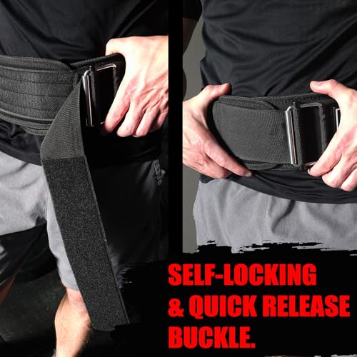 Iron Infidel Recon Weight Lifting Belt - 4\" Wide Self Locking Gym Belt for Men & Women, EVA Foam Core Support Weight Belt for Squatting, Deadlifting, Powerlifting, Workout, Fitness & Crossfit (1776, L) - Thumbnail 2