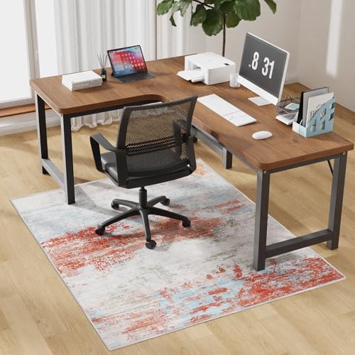 50'x60' Modern Abstract Office Chair Rug, Easy to Clean Computer Chair Rug, Under Desk Rugs for Home...