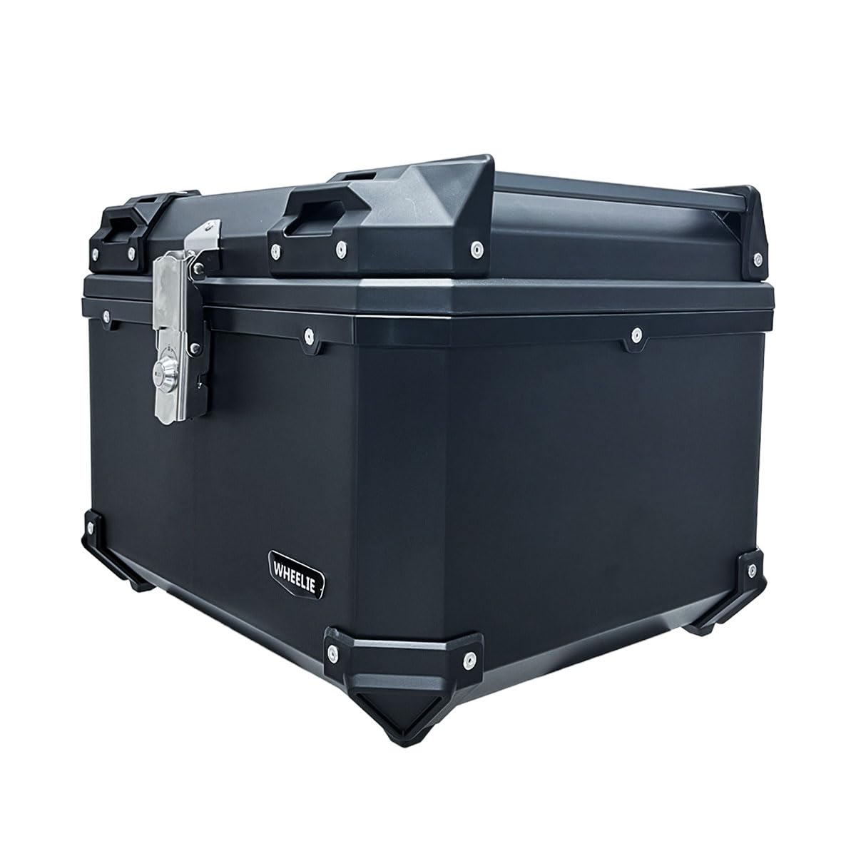 WHEELIE XT577-B 55 Litre Motosiklet Arka Çanta Siyah Su Geçirmez ABS Top Case Bagaj Üniversal