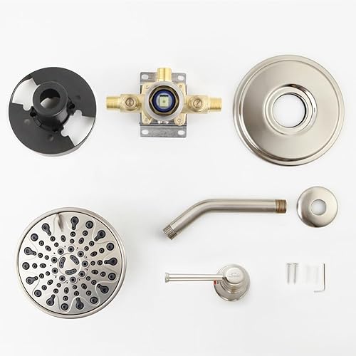 Miniatura 7 de SWKB Moderno juego de grifo de ducha cromado con válvula, mezclador de lluvia de baño con sistema de cabezal de ducha de 6 pulverizadores, molduras