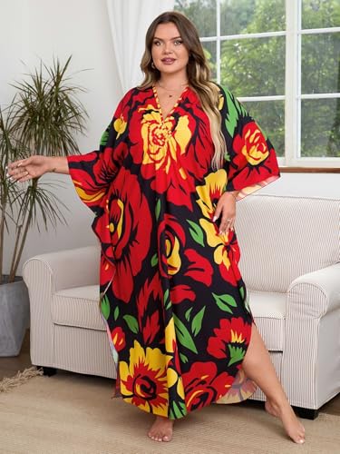 Image of Kaftan Dress for Women - Plus Size Caftan Maxi Beach Dress Moo Moos Loungewear, Swimsuit Cover Up for Beach, Pool or Vacation