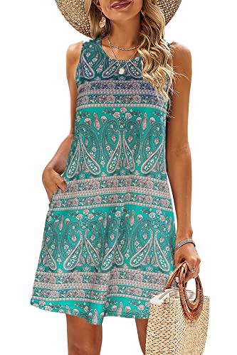 BDTECAOR Damen Sommer Lässige Übergröße Ärmelloses Strandkleid Boho...
