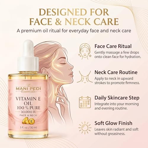 Image of TMPE Vitamin E Oil 100% Pure with Potency 30,000 IU | Pure and Natural Alpha-D-Tocopherol| Nourishing Face and Body Care for Dry Skin, Hair, Scalp, Nails and Natural Glow - 30ml