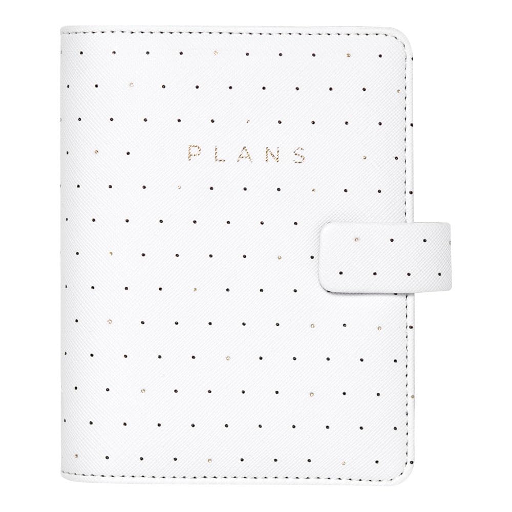 Filofax Moonlight Organizer, agenda tascabile bianca – effetto pelle, dettagli oro, sei anelli, visualizzazione settimanale, calendario 2025 (C022650-25)