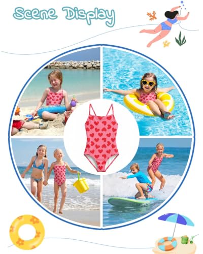 Image of weVSwe Baby Girl Swimsuit One Piece Swimsuit Cute Toddler Girls Sleeveless Bikini Kids 2-10 Years