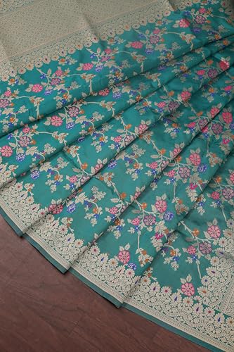 Image of DEVANGI Women's Woven Banarasi Silk Dupatta /Chunni For Women, Floral Print 1 Meter Wide and 2.3 Meter Length Printed Designer Dupatta /Chunni For Girls