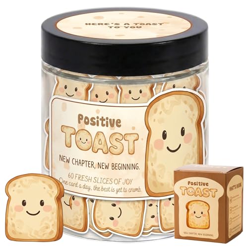 Positive Toast Affirmation Jar – 60 Encouragement Cards for New Chapter, New Beginning – Funny Graduation, New Job, Retirement & Moving Away Gifts for Women Men – Cheer Up Gift