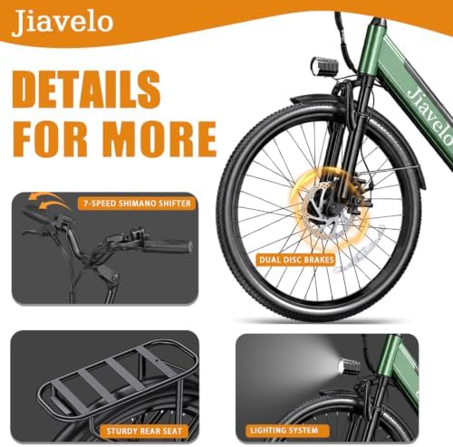 26” Electric Bike for Adults 600W Motor 48V 10.4Ah Battery 20MPH Max Assist Speed UL2849 Certified with Front Suspension 7-Speed Dual Disc Brakes 330 lbs Capacity for City Commuting image 7