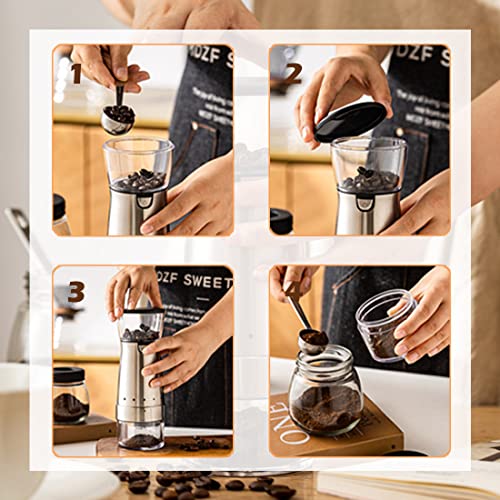 Iruihoo Moedor de café elétrico, Aço inoxidável automático portátil moedor de grãos de cafe, ajustáv