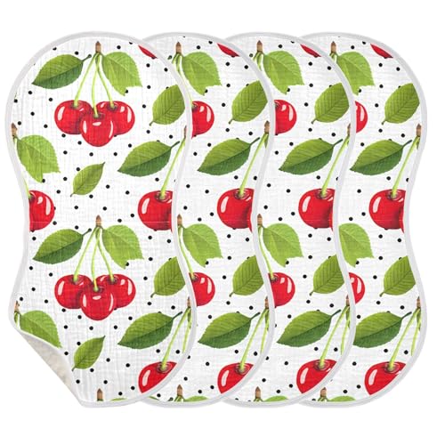 xigua Red Cherries Baby Burp Cloths for Newborn Boys and Girls 2 Pack, Soft & Absorbent Cotton Baby Burp Cloth, Baby Washcloths, Newborn Towel, Burp Rags3