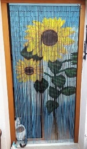 Tachilc Flower Bamboo Beaded Curtain, Hanging Curtain For Doorway, Bamboo Door Beads Curtain, 35.5" X 78", 90 Strands #TOP1