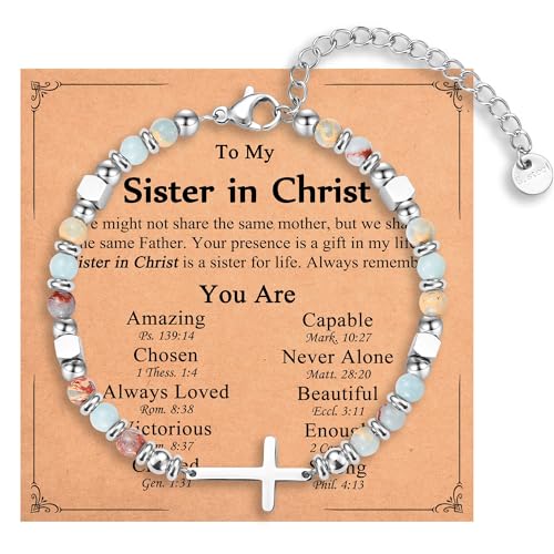 Image of Christian Gifts for Women Girls, Religious Cross Bracelet, Birthday Christmas Easter Baptism Confirmation First Communion Valentines Day Graduation Gifts for Her