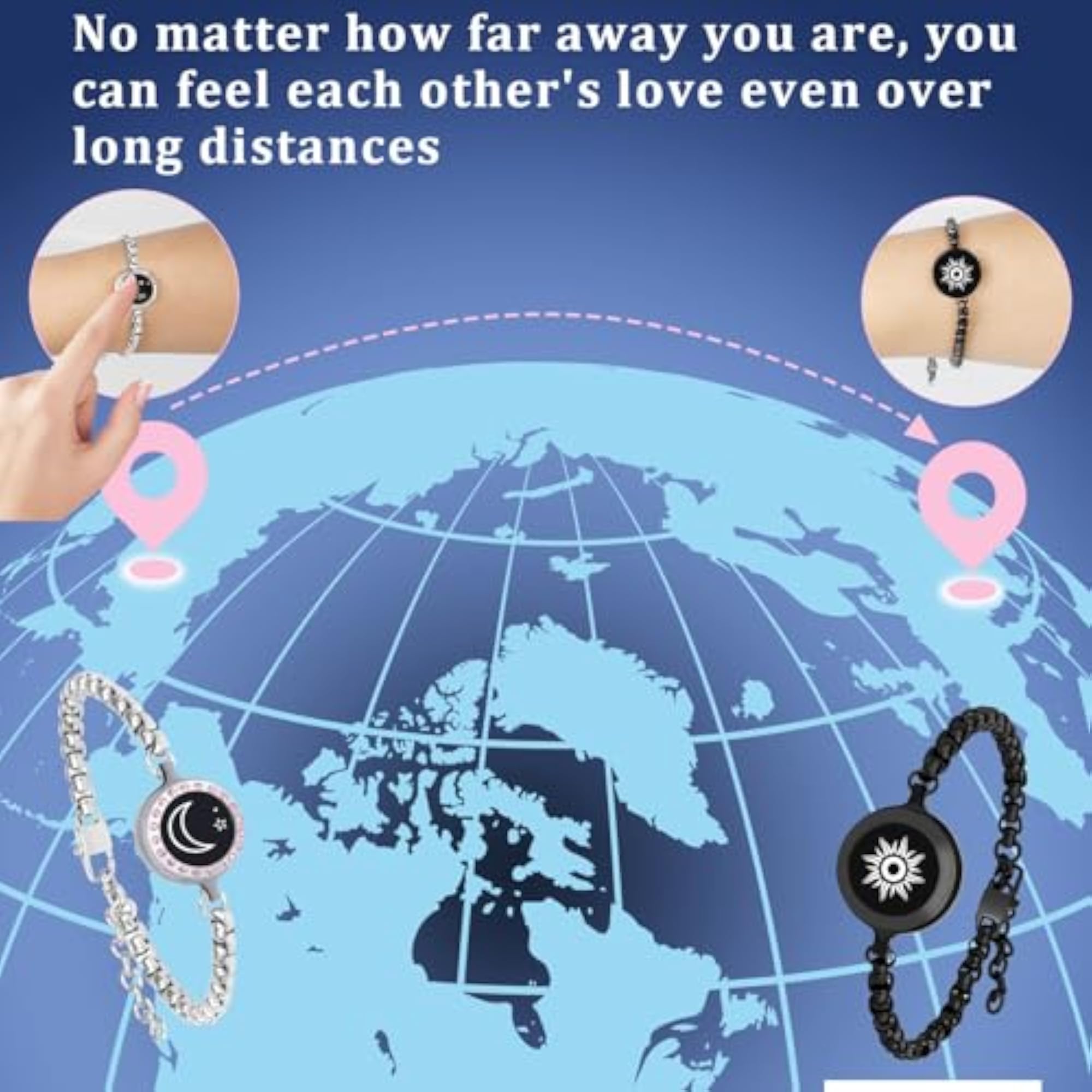 Couples Long Range Touch Bracelets with Vibration & Light
