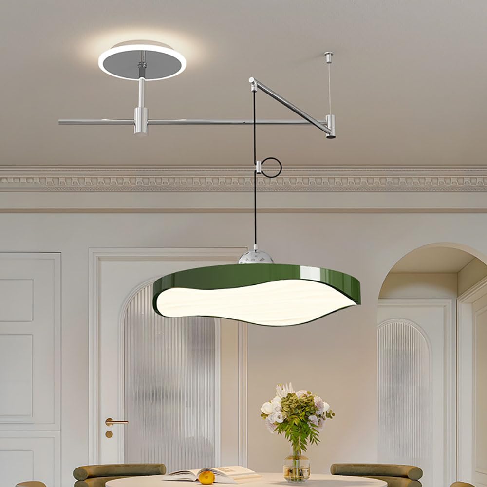 Regulowana lampa wisząca LED 30 cm (11,8 cala), nowoczesny żyrandol z przegubowym ramieniem, 1 światło, czarne wykończenie, idealna do jadalni lub wyspy kuchennej.