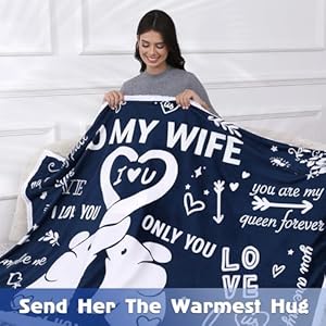 Gifts for wife birthday wife gifts from husband wedding anniversary romantic gifts for wife best wife presents blanket hoodie navy blue  urban country home decor