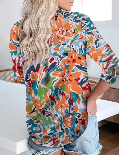 Image of Magritta Women's Shirts Fashion Casual Loose Fit Long Sleeve Button Down Lightweight Collared Blouse Tops