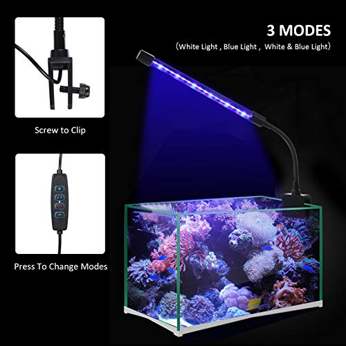 Ajcoflt 18 LED Aquarium Light Fish Jar Braçadeira Clip View Lamp USB Powered Operated 3 cores de ilu
