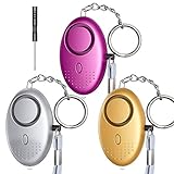 3 PCS Alarma Personal Autodefensa Llaveros | VOOKI Alto Decibeles Alarma con Función de Iluminación para Seguimiento/Pánico/Seguridad/Ataque/Protección