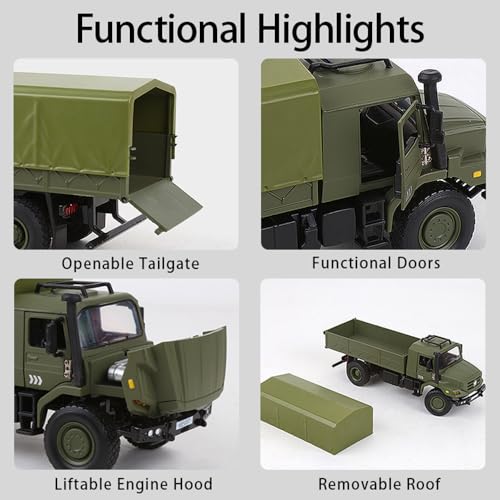 1/36 Scale Classic Military Diecast Transport Truck & Armored Vehicle – Retro Army Utility Toy Model for Collectors and Gifts - Image 3