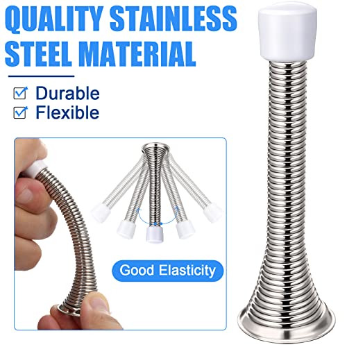 36 Pieces Spring Door Stopper Brushed Satin Door Stop For Wall 3-1/8 Inch Flexible Heavy Duty Wall Protector Doorstop With Rubber Bumper Tips (Brushed Silver) #TOP2