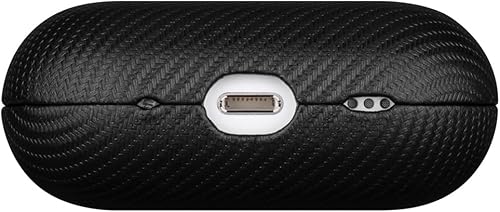 Miniatura 8 de LOPIE Funda hecha a mano para estuche de AirPods Pro de 1 generación, funda de cuero vegano con textura de fibra de carbono con llavero y kit de