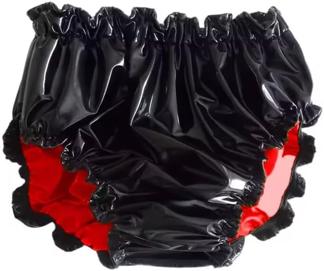 PVC Leather Panties Women Double Layer Splicing Briefs Night Club Underwear Stage Perform Customizable