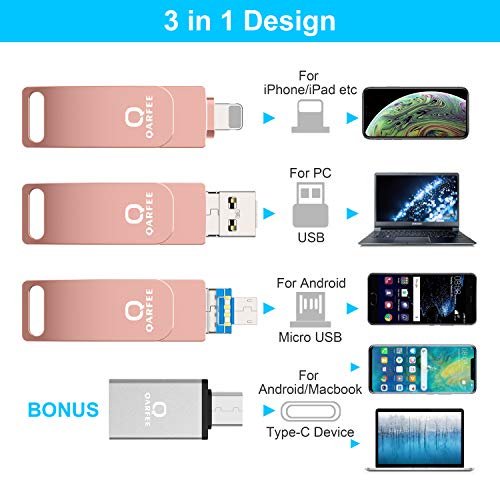 Flash Drive, Photo Stick External Storage Memory Stick Photostick Mobile, Thumb Drive USB 3.0 (64GB, Pink) - Thumbnail 2