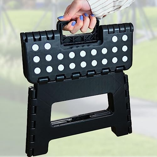 Armo® Folding Stool Step Down Footstool With Carry Handle Compact Foldable Foot Stool DIY Footstool Ladder MAX Weight 150KG (Black) - 3