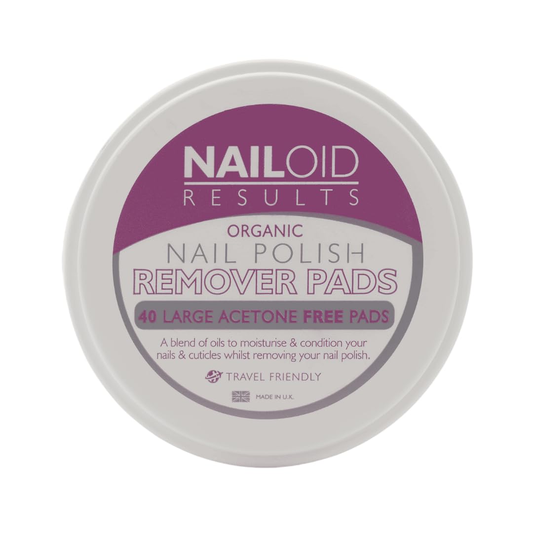 Nailoid Nail Polish REMOVER PADS | Acetone-Free Wipes with Nourishing Oils | Quick, Gentle, Effective & Moisturising Nail Varnish Removal | Travel-Friendly | Pack of 40