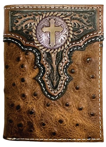 Custom Rugged Cross ARIAT Tooled Ostrich Trifold Wallet