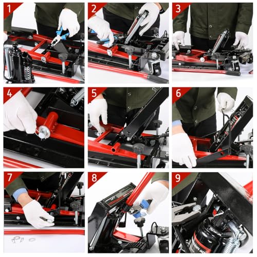 VIVOHOME Hydraulischer Motorradständer Aufzug 680 KG Kapazität Stahl ATV Aufzüge Stand Hoist mit Rädern und Griff, Dirt Bikes Rot