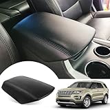 ANMOSVO Center Console Cover for Ford Explorer 2019 2018 2017 2016 2015 2014 2013 2012 2011 - Vinyl Leather Console Lid Cushion Protector for 2011-2019 Ford Explorer Interior Accessories (Black)