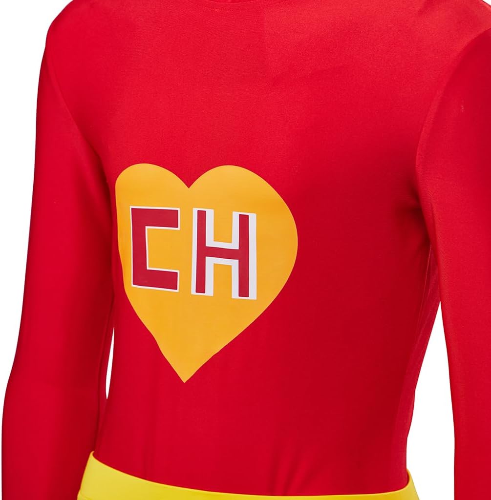 MelangCos Men's El Chapulin Colorado Cosplay Costume Superhero Red Jumpsuit Halloween Outfit