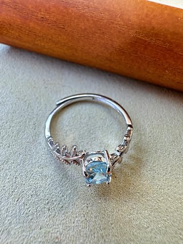 Image of 925 silver inlaid topaz Fashion personality ring (Sky blue)