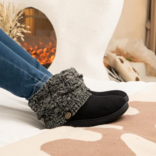 Image of FamilyFairy Women's Slipper Boots Winter Warm Gift Bootie Indoor Outdoor | Cozy Fuzzy Folding Knit, Plush Fleece Lining, Non-Slip Versatile Sole, Comfort Memory Foam, Birthdays & Holidays, Easy Care