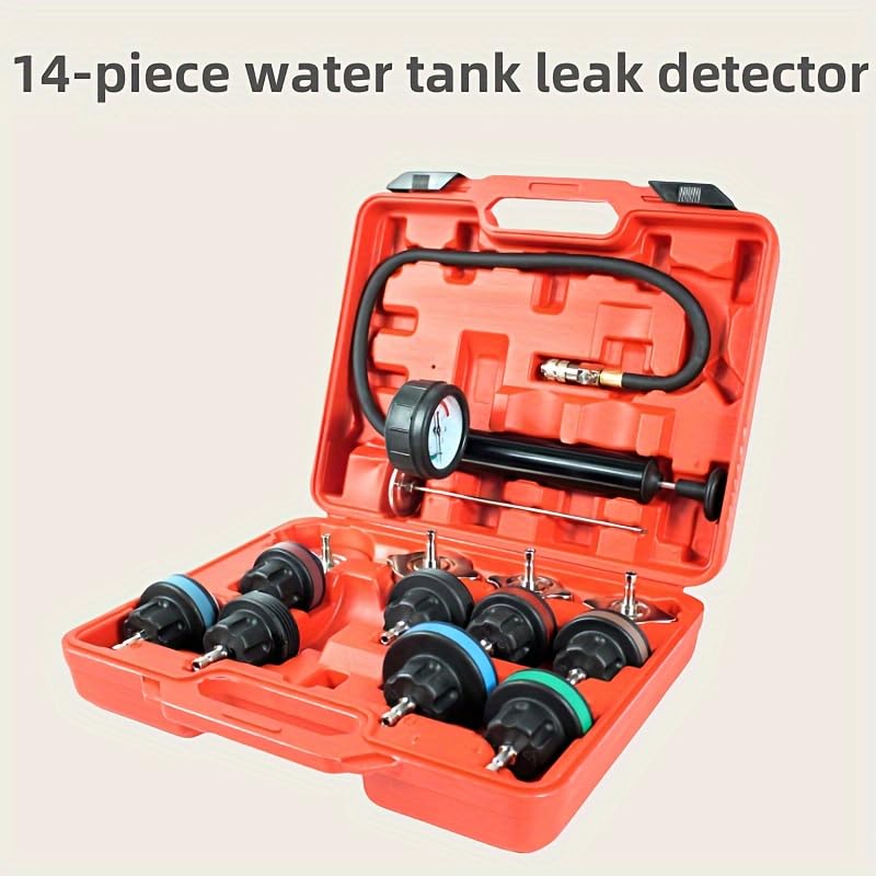 14-tlg. Kühlsystemtester & Kühlerabdrückgerät – Universal Kühlsystem Drucktester 0–2,5 bar mit 12 Adaptern – Professioneller Dichtigkeitsprüfer Kühlsystem & Kühlerdrucktester PKW für KFZ-Wer