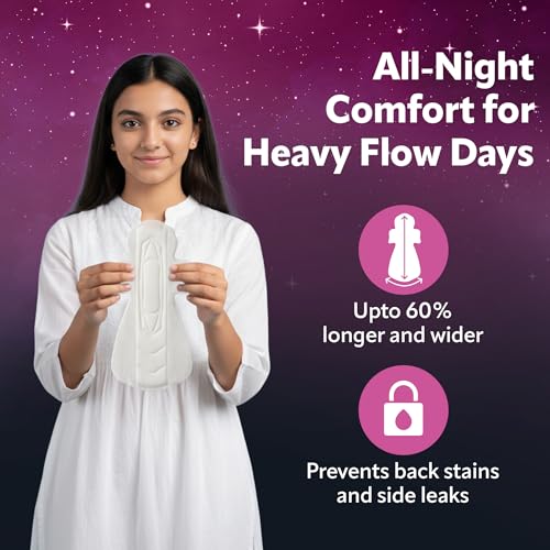 Image of Evereve Comfort Nights Sanitary Pads XXL+ 360mm, 60% Longer with Wider back For All Night Care, Heavy Night Flow Absorption, Up to 100% Leak Protection, Rash-Free Breathable Comfort, Pack of 22x2