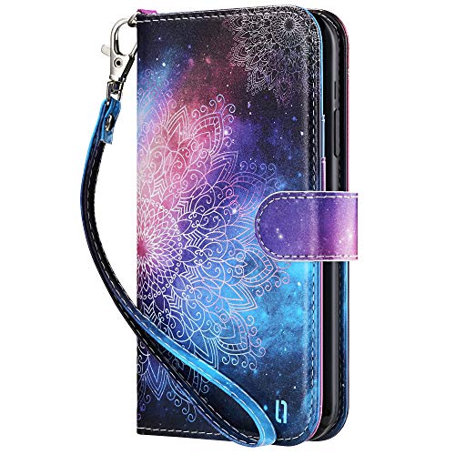 ULAK iPhone Xs Max Wallet Case, Premium PU Leather Case with Kickstand Card Holder ID Slot and Wristlet Shockproof Protective Cover for Apple iPhone Xs Max, Mandala Floral