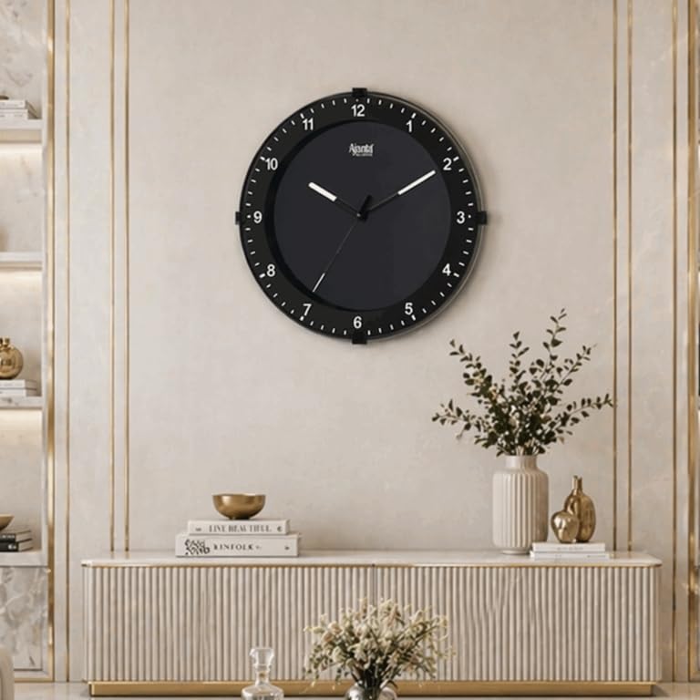 Image of Ajanta 11 Inch Designer Wall Clock Black Silent Sweep Analog Clock