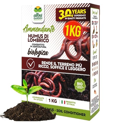 Albagarden - Humus Di Lombrico - Ammendante Organico 100% Biologico - Concime E Fertilizzante - Scatola X 1 kg