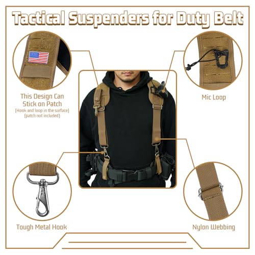 Image of MELOTOUGH Metal Hook Tactical Suspenders for Duty Military Belt Harness Police Suspenders Law Enforcement Belt