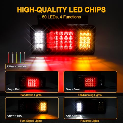Image of 2PCS 40 LED Trailer Tail Lights Bar Kit with Iron Net Protection, Super Bright Waterproof Brake Turn Signal Reverse Lights, Compatible with Isuzu NPR NQR Truck W Series for Trucks RVs