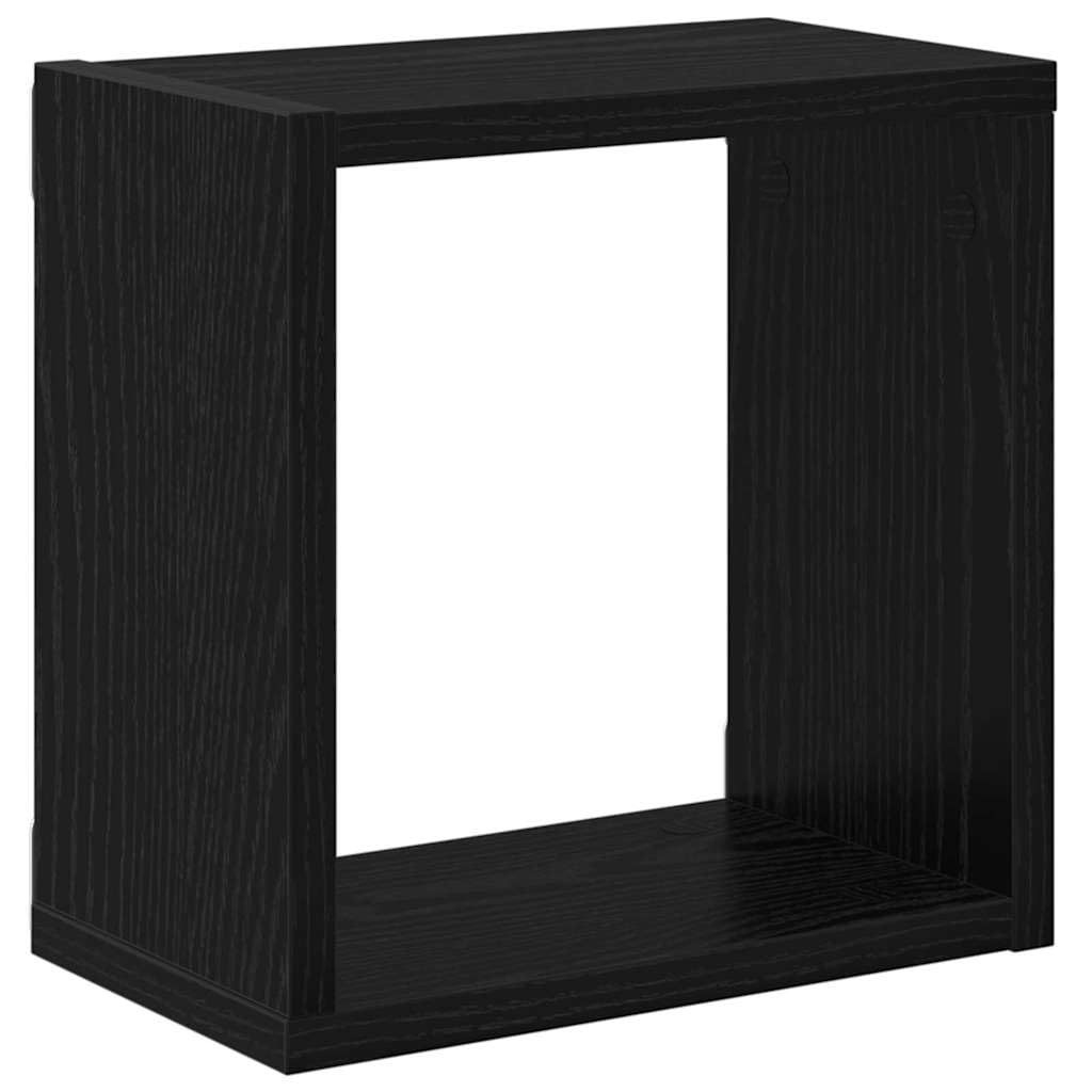Wandregale Wandhalterung 2er Set schwarz eichenoptik, Holzwerkstoff schweberegal 26 x 15 x 26 cm für Bücher Deko und Pflanzen, Innenbereich