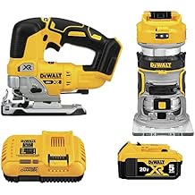 DEWALT 20V MAX Router Tool and Jig Saw, Cordless Woodworking 2-Tool Set with Battery and Charger DCK201P1
