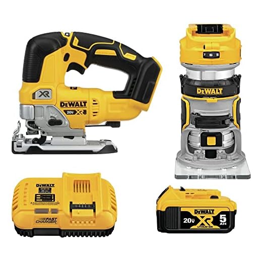DEWALT 20V MAX Router Tool and Jig Saw, Cordless Woodworking 2-Tool Set with Battery and Charger (DCK201P1)