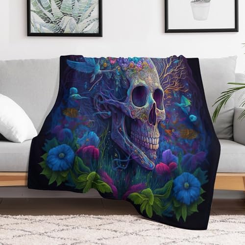 Manta de franela de calavera 130x150 cm lavable para sofá 3
