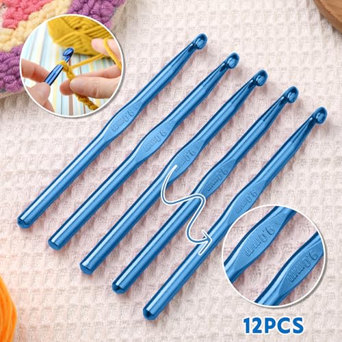 Image of UzecPk 12Pcs 9mm Crochet Hooks, Aluminum Crochet Hook for DIY Craft, Crochet Hook Bulk for Crocheting Yarn Knitting Weave Beginners Women Adults