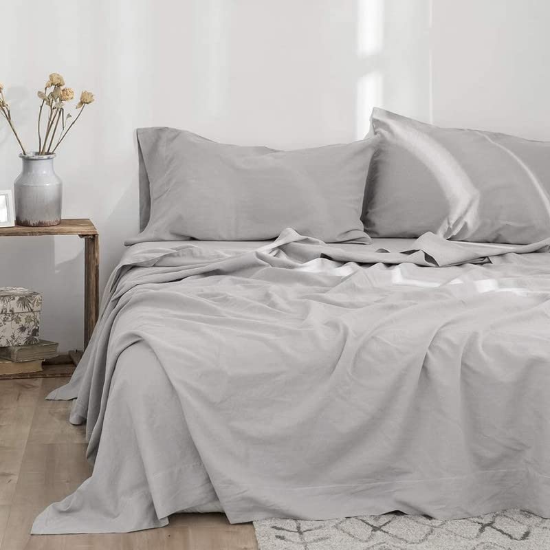 Image of Cultiver Bedsheet for Single Bed, Solid Colour Single Size with 1 Pillow Cover, Small Single Plain Colour Bedsheet Ultra Soft Brushed Micro Fabric Shrinkage & Fade Resistant (60x90 Inches, Light Grey)