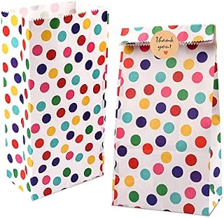 25 Pcs Paper Party Bags, Mini Paper Bags Party Bags for Kids Party Party Bag Fillers for Kids with Stickers for Kids Party Birthday Valentines' Day Wedding Gifts