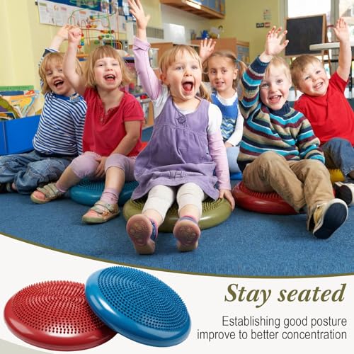 Image of Libima 4 Pcs Wiggle Seat for Kids Inflated Wobble Cushion | 13'' Sensory Flexible Seating for Classroom Elementary, Balance Disc for Student Adults Pet Training Office School Home Chair